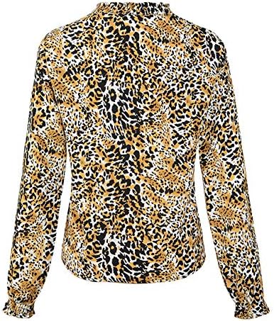 Ženska ležerna šifonska košulja u obliku šifona s izrezom u obliku leoparda, drvenim ušima i jaknom s dugim rukavima