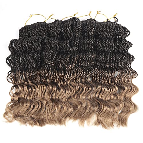 14-inčne senegalske pletene pletenice za kosu s valovitim krajevima 6 paketa kovrčavih valovitih krajeva sintetičkih ekstenzija za