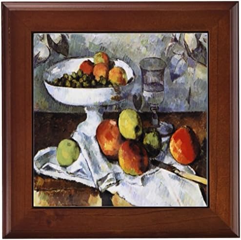 3.149664_1 mrtva priroda Paula Cezannea s zdjelom voća i čašom vina uokvirenom pločicama od 8 do 8 inča