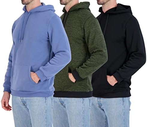 3 pakiranja: muški plišani pulover kapuljača - dukvica s kapuljačom s dugim rukavima kenguroo džepovi
