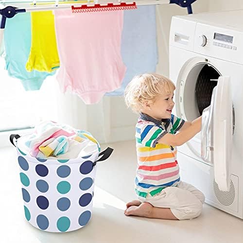 Foduoduo košarica za pranje rublja Blue polka rublje rublje s ručkama sa sklopivim kolicama za odlaganje prljave odjeće za spavaću