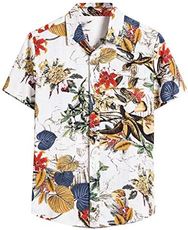 HDDK muški povremeni gumb dolje košulje kratki rukavi ljetni britanski stil print retro etnički povremeni havajski plaža vrhovi