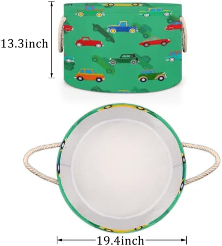 Automobil i oklopni kamion zelene velike okrugle košare za košare za pranje rublja s ručkama košara za policama za policama za kupaonice