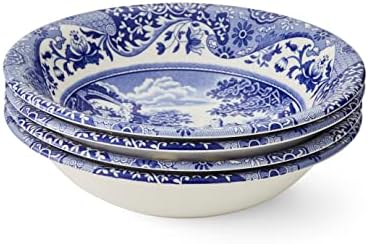 Spode Blue talijanska zdjela za žitarice | Set od 4 | Zdjela od zobene pahuljice, žitarice i riže | Napravljen od zemljanog softvera
