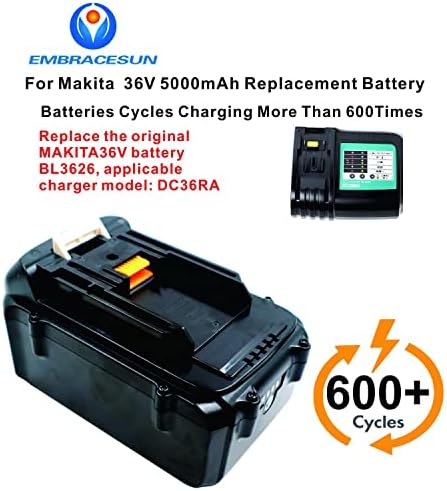 EmbracesUn 5000Mah 18650 futrola za bateriju MAK36 Li-ion Battery 36V Zamjena za Makit 36V baterija BL3626 BL 3626 194874-0