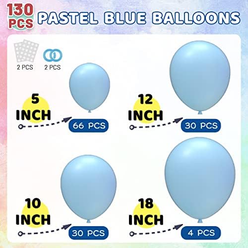 Charliti 130pcs pastelno plavi set luka od balona plavi baloni različitih veličina 18 12 10 5 inča rođendanski tuš za bebe vjenčanje