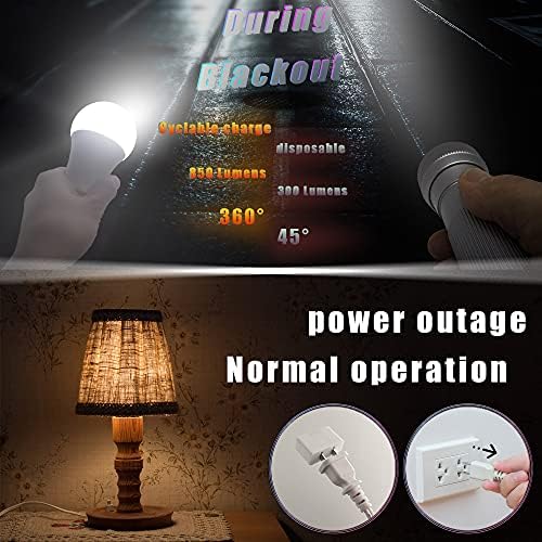 Punjiva LED lampa za hitne slučajeve, 926, 2 seta, 3000 K, 850 lumena, ekvivalent 60 vata, litijeva baterija od 2000 mAh, vrijeme rada