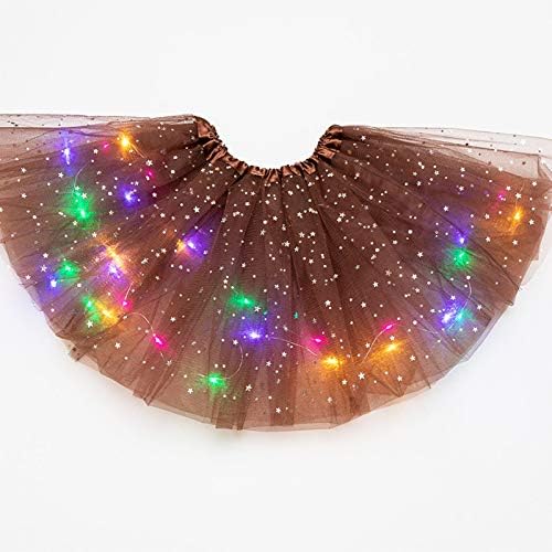 Ženska LED svjetla 3 sloja zvijezda suknje za djevojčice Trendy Party Mini suknje nastavka Mesh Puffley Ballerina Shiny Sucking suknja