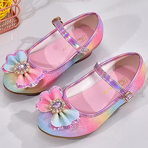 Dječje cipele s dijamantima, sjajne sandale, cipele s visokim potpeticama s mašnom, razmetljive cipele s princezom, cipele Marije Jane