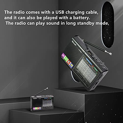 Punjivi AM/FM/SW Radio Small Shortwave Radio/Wide FM kompatibilan/MP3 uređaj, prikladan za nošenje, s Bluetooth funkcijom, USB memorijom/TF