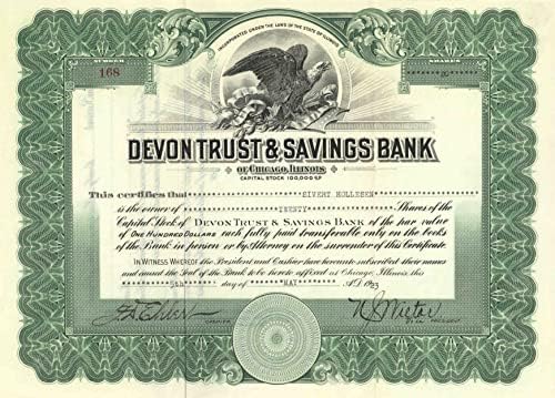 Devonska povjerenička i štedionica-potvrda o bankovnim dionicama
