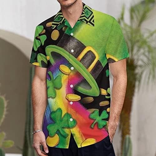Pdfbr St. Patrick's Day Gumb Down majice za muške, ljetni kratki rukav zeleni gnomi ispisani plus majica