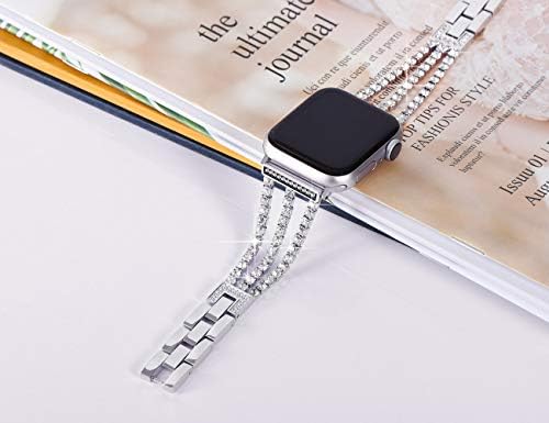 Surace kompatibilan s Apple Watch Bandom 41 mm 40 mm 38 mm, Bling Diamond Rhinestone Metal Link narukvica za žene zamjena za Apple