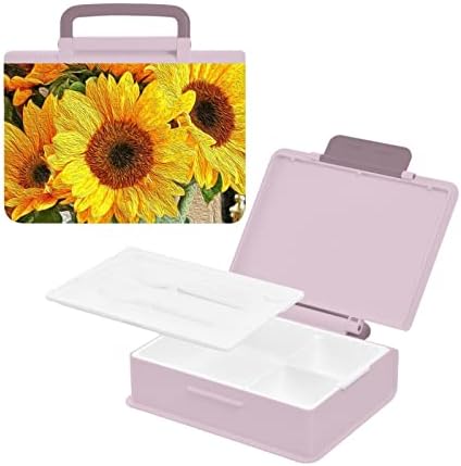 Alaza Suncokret Slikanje Art Bento kutija za ručak bez BPA-a, kontejneri za ručak bez propuštanja s vilicom i žlicom, 1 komad