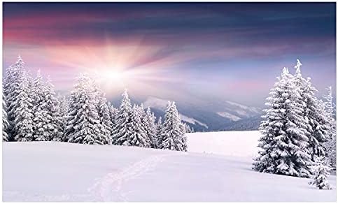Ambasonne zimska keramička četkica za zube, idilična slika sezone snijega na otvorenom smrznutom gorju zalazak sunca u tisku hladnog
