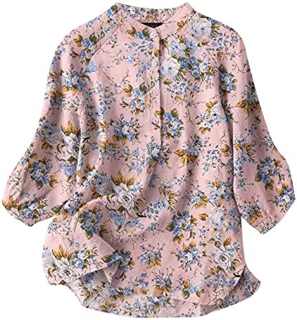 Ljetni vintage vrhovi za žene 3/4 bluze s lampionom rukava Boho cvjetni print majice šifon slatka bluza labava majica