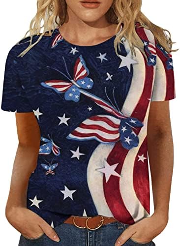 4. srpnja majica Žene američke zastave košulje kratki rukavi posada usa, dana neovisnosti domoljubne majice bluza