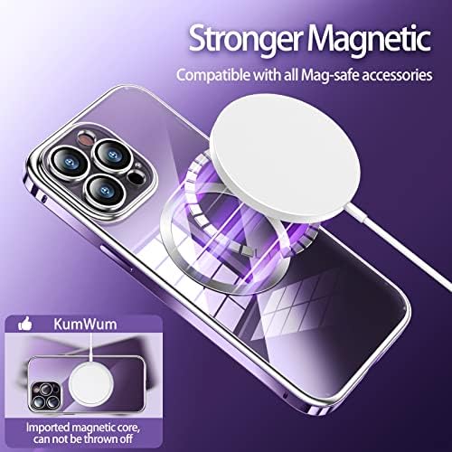 Kumwum futrola za iPhone 14 Pro Max Kompatibilno s magsafe bežičnim punjenjem Ultra -tanki aluminijski metalni odbojnik Transclent