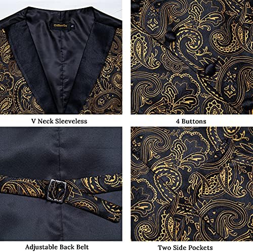 Dibangu muški paisley odijelo prsluk 7pcs Silk Jacquard prsluk i kravatski set set šal ovratnika Tuxedo haljina za zabavu za vjenčanje