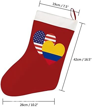 Kolumbija američka srčana zastava Božićna čarapa kratka plišana božićna čarapa Viseći ukras za božićno drvce ukras kamina 26x42cm