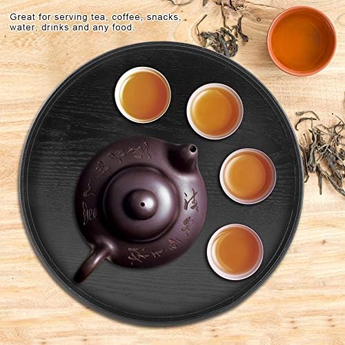 Velika okrugla crna ladica od drveta čaj za čaj okrugla ladica za hranu za čaj za večeru za večeru ladice za čaj za čaj tray ladica