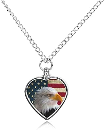 Vintage američka zastava ćelavi orao ljubimac srce urna ogrlica s printom spomen nakit za kremiranje kućnih ljubimaca privjesak za