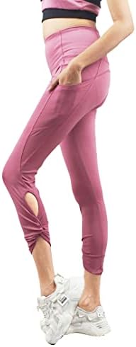 Imperativni ženski visoki tajice/joga hlače/gamaše s džepovima 4 puta rastezljivi stil čvora na donjem velikom rumenilu