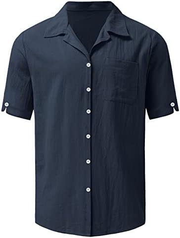 XXBR muški košulje s lanenim lanenim lanenim rukavima, ljetni gumb dolje košulja prednji plakat džep Posao casual plaže vrhovi