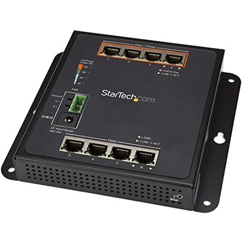 Startech.com Industrial 8 Port Gigabit Poe Switch - 4 x Poe + 30W - Snaga Over Ethernet - Učvršćeni GBE sloj/L2 Upravljeni prekidač
