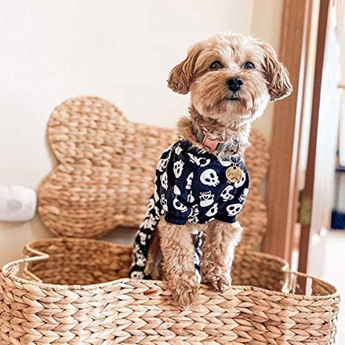 Slatka pseća pidžama Mali paket | Halloween lubanja pidžama i štene od banane PJS za pse male veličine