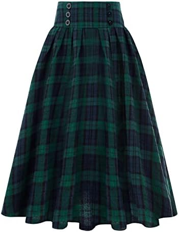 Žene modno ležerna karirana suknja s džepovima Vintage Visoki struk naplaćena suknja suknja zvjezdana suknja