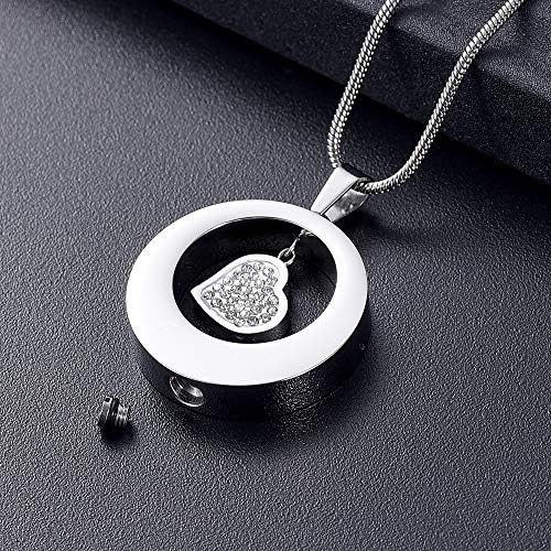 Sashun xlian326 krug od nehrđajućeg čelika držite višebojnu kristalnu šarm šarmaciju urnu ogrlica za pepeo za žene Pet Memorial