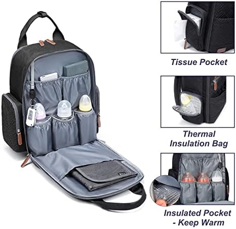Agudan Baby pelena za pelene ruksak, svestrane dječje vrećice s izoliranim džepovima i kopčama kolica, prostrana pelena torba savršena