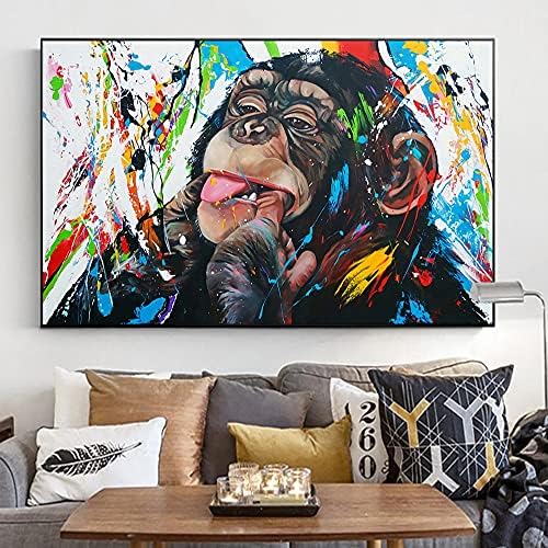 Smiješni majmun Napravite lica grafita slika na platnu zidne umjetničke plakate i otisci akvarelna životinjska slika za dnevnu sobu