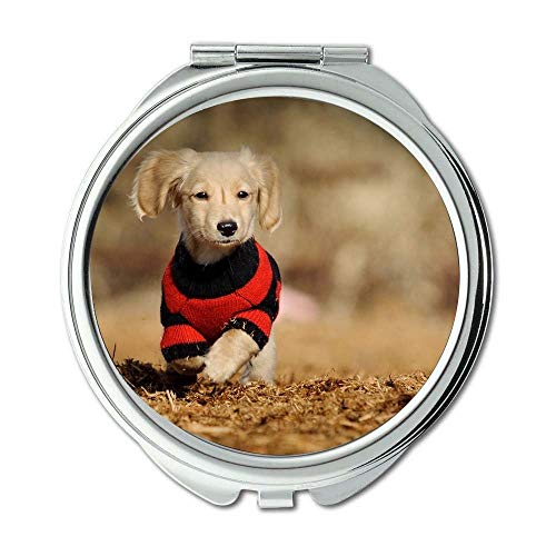 Ogledalo, kompaktno ogledalo, šareni slatki pas bez psa, Džepno ogledalo, 1-inčni 2-struki povećalo