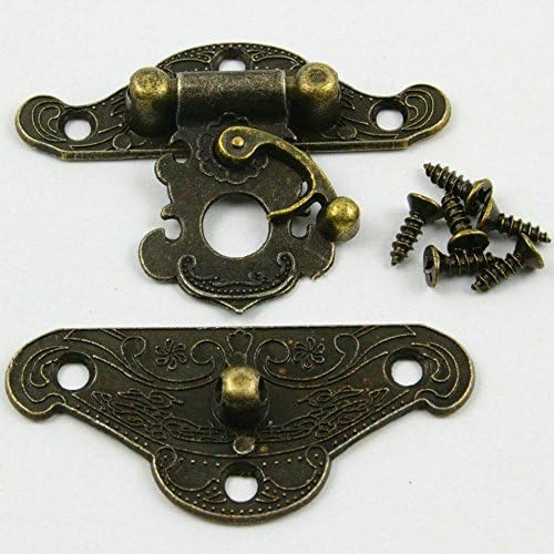 Chengyida 10 Antikni mesinganski ukrasni kutija za nakit Hasp Hasp zaključavanje 27*37 mm s vijcima