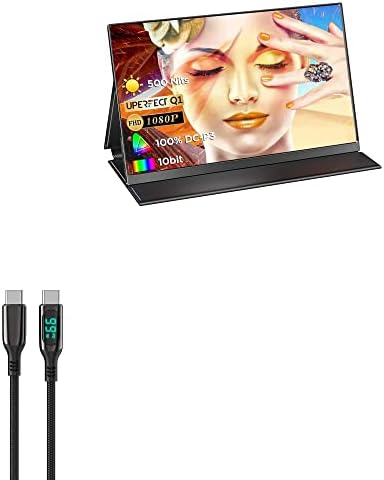 Boxwave kabel kompatibilan s UPERFECT QLED prijenosni monitor N156N01 - PowerDisplay PD kabel - USB -C do USB -C, LED zaslon 6 stopa