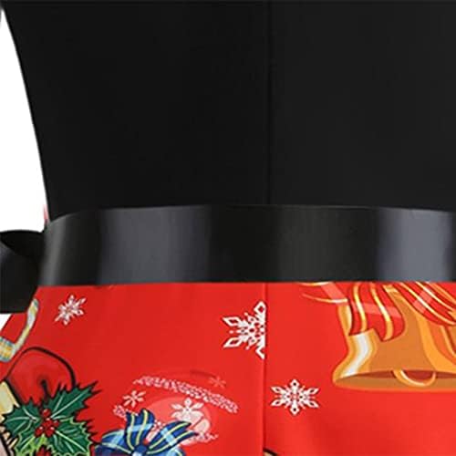 Božićna vintage haljina za zabavu s dugim rukavima casual posada vrata kravata retro cvjetni patchwork koktel maturalna haljina