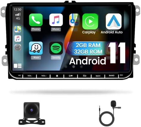 Auto stereo 2G + 32G Android 11 s Apple CarPlay i Android Auto za VW Passat Golf VW Jetta, 9-inčni zaslon osjetljiv na dodir, podrška