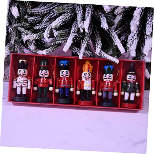 Abaodam 6 pcs orašastih lutkinja šume dekor unutarnje igračke radne igračke drvene orašastice vojnika božićno drvce viseći dekor drveni