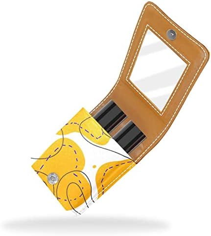 Futrola za ruž za usne s ogledalom slatka prijenosna Kozmetička torbica torbica za šminku, lijepe linije žutog srca moderna