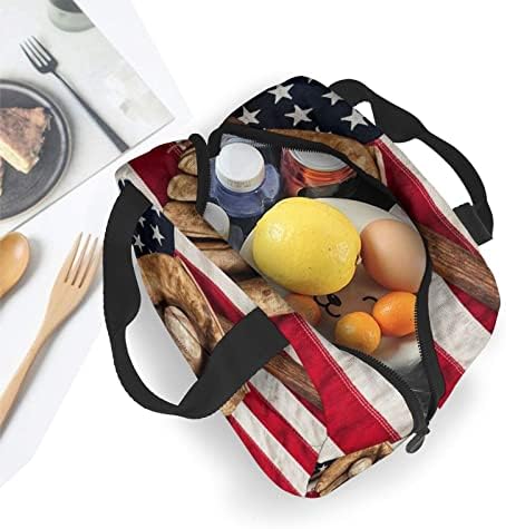 Američka zastava Baseball torba za ručak prijenosna izolirana termalna kutija za ručak s patentnim zatvaračem za višekratnu upotrebu