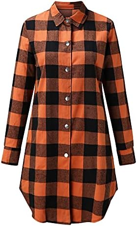 Karirane jakne za žene,dugi flanelski kaputi plus veličine od 9 do 3 do 2022 jesen i zima s džepovima, dolje jakne na kopčanje