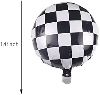 LYST 6PCS BALON BALON ALUMINI FOIL BALOON 18INCH Crni bijeli karirani balon za trkačku tematsku zabavu