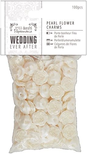 Docrafts Papermania Ever After Wedding Charms 100/PKG-Pearl Flowers 15 mm, od bijelog