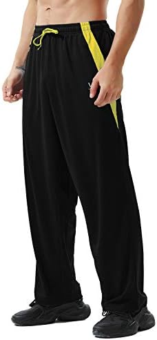 Zerowell muške atelske hlače s džepovima s patentnim zatvaračem otvorene donje lagane trenirke, za vježbanje, trčanje, teretana, trening