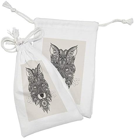 Ambsonne keltska vrećica od tkanine od 2, oštri očiju lisica portret keltski uzorak, slika, mala vreća za vuču za toaletne potrepštine