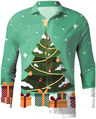 ZDDO božićni muški gumb s dugim rukavima dolje, smiješni Xmas Djed Mraz Claus Print Designer Shirt Graphic Casual majice