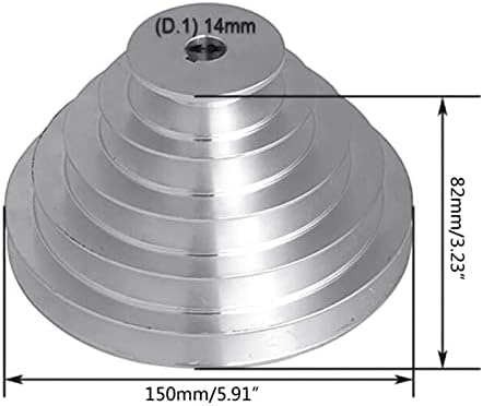 Myilai Dmeizhen-Timing remenica kotača Aluminij Tip 5 koraka Pagoda kotač remenica 150 mm Vanjska dijama za vrijeme V-pojasa, manje