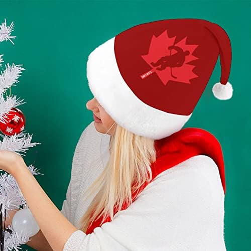 Božićni šešir kanadskog hokejaša s javorovim listom mekani plišani šešir Djeda Božićnjaka zabavna kapa za božićnu novogodišnju blagdansku
